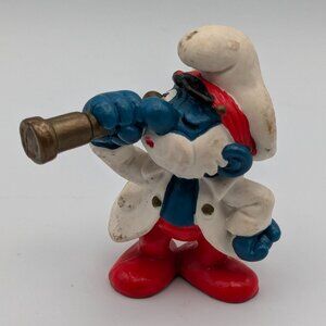Papa Smurf Ship Captain Smurf Figurine - Vintage 1980's